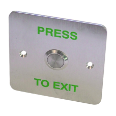 ASEC Press To Exit  Surface 1 Gang Button `Press To Exit` - Stainless Steel