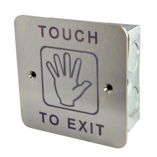 ASEC Touch Sensitive 1 Gang Exit Plate `Touch To Exit` - Stainless Steel