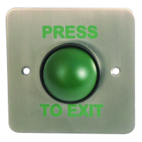 ASEC Press To Exit Green Dome Button With Tamper Proof Collar `Press To Exit` - Stainless Steel