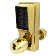 DORMAKABA Series 1000 1041B Knob Operated Digital Lock With Key Override & Passage Set  No Cylinder 1041B-03 - Polished Brass
