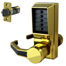 DORMAKABA Simplex L1000 Series L1041B Digital Lock Lever Operated With Key Override & Passage Set  Left Handed No Cylinder LL1041B-03 - Polished Brass