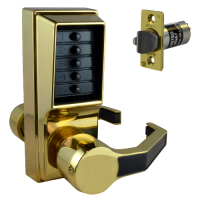 DORMAKABA Simplex L1000 Series L1041B Digital Lock Lever Operated With Key Override & Passage Set  Right Handed No Cylinder LR1041B-03 - Polished Brass