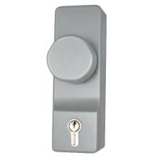 EXIDOR 302 Knob Operated Outside Access Device With Cylinder  - Silver Enamelled