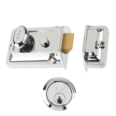 YALE 77 & 706 Non-Deadlocking Traditional Nightlatch 60mm with Cylinder  - Chrome Plated