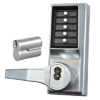 DORMAKABA LP1000 Series Front Only Digital Lock To Suit Panic Latch With Key Override  Left Handed With Cylinder - Satin Chrome