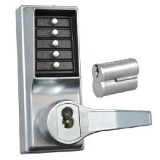 DORMAKABA LP1000 Series Front Only Digital Lock To Suit Panic Latch With Key Override  Right Handed With Cylinder - Satin Chrome