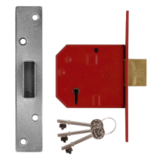 UNION 2134E BS 5 Lever Deadlock 80mm Keyed To Differ  - Satin Chrome