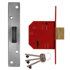UNION 2134E BS 5 Lever Deadlock 67mm Keyed To Differ  - Satin Chrome