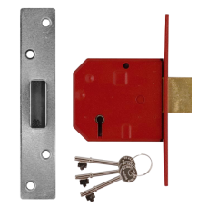 UNION 2134E BS 5 Lever Deadlock 80mm Keyed Alike  - Satin Chrome