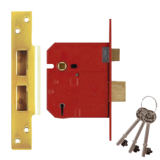 UNION 2234E BS 5 Lever Sashlock 80mm Keyed To Differ  - Polished Lacquered Brass
