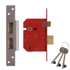 UNION 2234E BS 5 Lever Sashlock 67mm Keyed Alike  - Satin Chrome