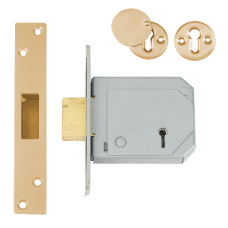 UNION C-Series 3G114E BS 5 Lever Deadlock 80mm Keyed To Differ  - Polished Brass