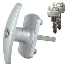 L&F 1613 Garage Door Lock SILVER 75mm x 8mm Diamond Spindle - Silver