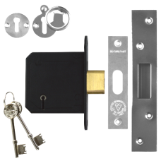 SECUREFAST SKD BS 5 Lever Deadlock 76mm Keyed To Differ  - Stainless Steel