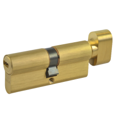 CISA Astral Euro Key & Turn Cylinder 70mm 35/T35 30/10/T30 Keyed To Differ  - Polished Brass