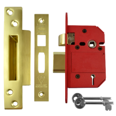 UNION J2200 StrongBOLT BS 5 Lever Sashlock 64mm Keyed To Differ  - Polished Brass