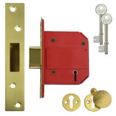 UNION J2100S StrongBOLT BS 5 Lever Deadlock 75mm Keyed To Differ  - Polished Brass