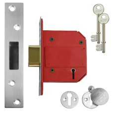 UNION J2100S StrongBOLT BS 5 Lever Deadlock 75mm Keyed To Differ  - Satin Chrome