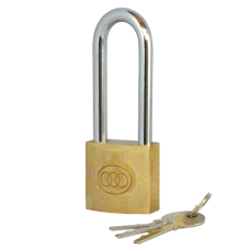 Tricircle 26 Series  Long Shackle Padlocks 50mm Keyed To Differ  - Brass