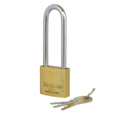 Tricircle 26 Series  Long Shackle Padlocks 38mm Keyed To Differ  - Brass