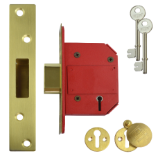 UNION J2100S StrongBOLT BS 5 Lever Deadlock 64mm PB Keyed To Differ  - Polished Lacquered Brass