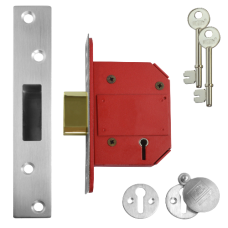 UNION J2100S StrongBOLT BS 5 Lever Deadlock 64mm Keyed To Differ  - Satin Chrome
