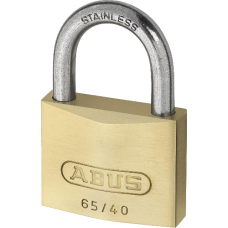 ABUS 65 Series  Long Stainless Steel Shackle Padlock 40mm Keyed To Differ 63mm Shackle 65IB/40HB63  - Brass