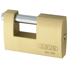ABUS 82 Series Brass Sliding Shackle Shutter Padlock 90mm Keyed To Differ 82/90  - Hardened Steel