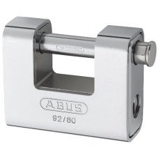 ABUS 92 Series Steel Clad Brass Sliding Shackle Shutter Padlock 78mm Keyed Alike 8522 92/80  - Hardened Steel