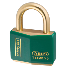 ABUS T84MB Series Brass Open Shackle Padlock 43mm Brass Shackle Keyed Alike 8403 T84MB/40  - Green