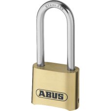 ABUS 180IB Series Brass Combination Long  Shackle Padlock 53mm 180IB/50HB63  - Stainless Steel