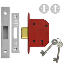 UNION J2105 StrongBOLT 5 Lever Deadlock 64mm Keyed To Differ  - Stainless Steel