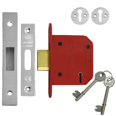 UNION J2105 StrongBOLT 5 Lever Deadlock 75mm Keyed To Differ  - Stainless Steel
