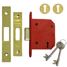 UNION J2103 StrongBOLT 3 Lever Deadlock 75mm Keyed To Differ  - Polished Brass