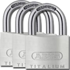 ABUS Titalium 54TI Series Open Shackle Padlock 40mm Keyed Alike Triple Pack 54TI/40C  - Silver