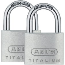 ABUS Titalium 64TI Series Open Shackle Padlock 20mm KA Twin Pack 64TI/20C  - Silver