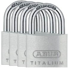 ABUS Titalium 64TI Series Open Shackle Padlock 40mm KA Quad Pack 64TI/40  - Silver