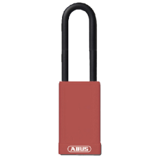 ABUS 74HB Series Long Shackle Lock Out Tag Out Coloured Aluminium Padlock  - Red