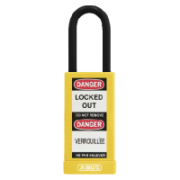 ABUS 74HB Series Long Shackle Lock Out Tag Out Coloured Aluminium Padlock  - Yellow