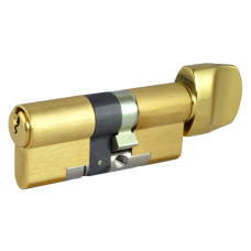 EVVA EPS 3* Anti-Snap Euro Key & Turn Cylinder KD 21B 72mm 41Ext-T31 36-10-T26  - Polished Brass