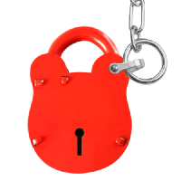 MORGAN ACL100 3 Lever ACL Old English Padlock 67mm ACL100C Padlock & Chain - Red (Powder Coated)