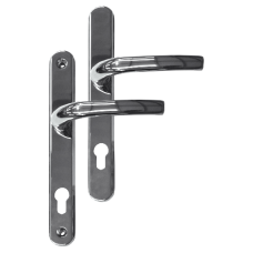 Greenteq Alpha 92 Lever/Lever UPVC Furniture - 250mm Backplate Polished  - Chrome Plated