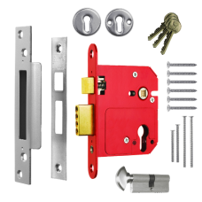 ERA 334 Fortress Fortress BS BS Euro Keyless Egress Key & Turn Sashlock With Cylinder 76mm KD  - Polished Chrome