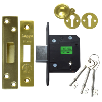 LEGGE N5641 & N5761 5 Lever Deadlock 64mm Keyed To Differ  - Polished Brass