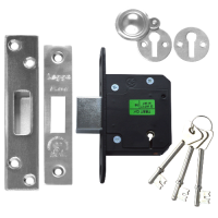 LEGGE N5641 & N5761 5 Lever Deadlock 64mm Keyed To Differ  - Stainless Steel