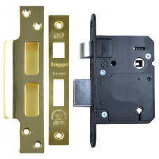 LEGGE N5642 & N5762 BS 5 Lever Sashlock 81mm Keyed To Differ  - Polished Brass