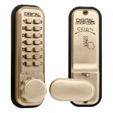 LOCKEY 2435 Series Digital Lock With Holdback  - Polished Brass