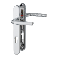 HOPPE Birmingham 92mm UPVC Lever Door Furniture 122mm Screw Centers 1117/3811N 92mm Centres Satin Polished Chrome - Satin Chrome