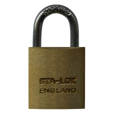 B&G STA-LOCK C Series  Open Shackle Padlock - Steel Shackle 25mm Keyed To Differ C100 - Brass
