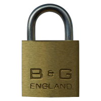 B&G Warded  Open Shackle Padlock - Steel Shackle 32mm Keyed To Differ D101 - Brass